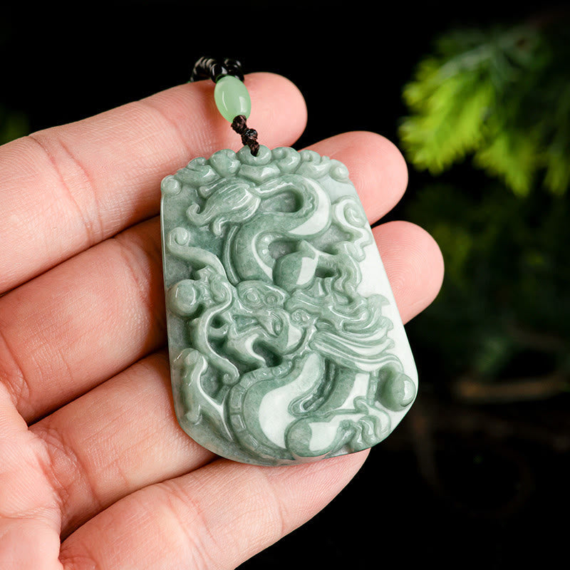 Buddha Stones, Jahr des Drachen, chinesisches Sternzeichen, Drache, aufsteigender Jade-Schutz, Perlenkette, Halsketten-Anhänger