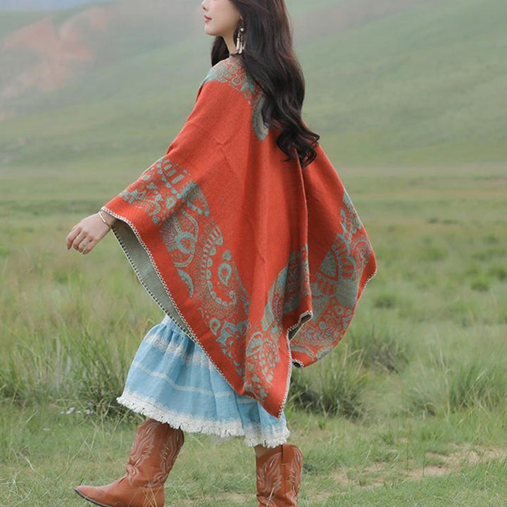 Tibetischer Schal mit Buddha Stonesn, einfaches Muster, gemütlicher Winter-Reiseschal