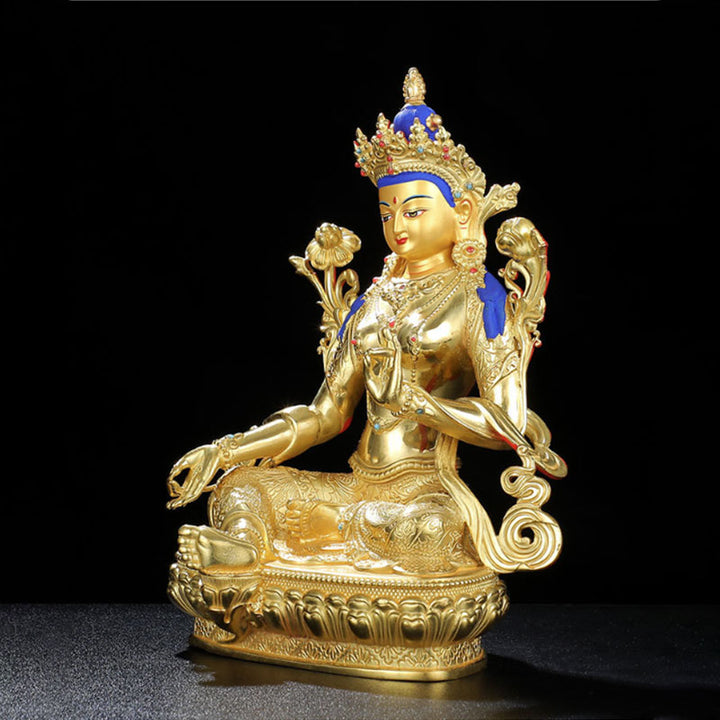 Chenrezig Vierarmige Avalokitesvara-Schutzstatue aus Kupfer, vergoldet, Dekoration