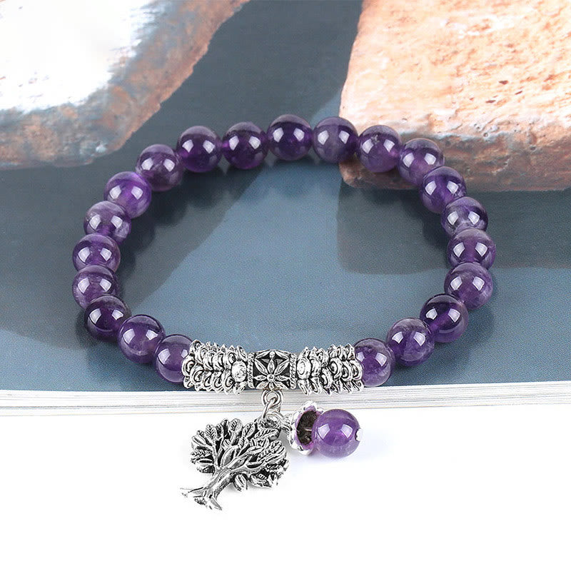 Buddha Stones, natürlicher Edelstein, Baum des Lebens, Glücksbringer, Stretch-Armband