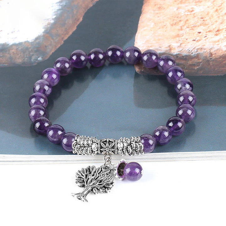 Buddha Stones, natürlicher Edelstein, Baum des Lebens, Glücksbringer, Stretch-Armband