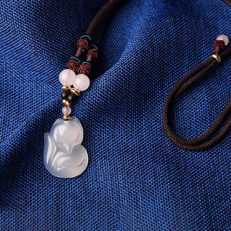 Buddha Stones Chalcedon Fuchs rosa Kristallperle Harmony String Halskette Anhänger