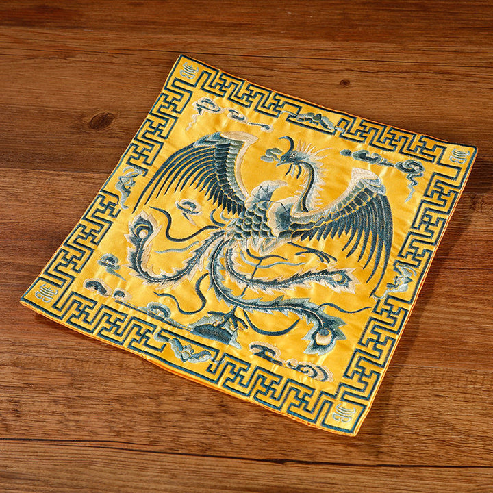 Buddha Stones, Kranich, Phönix, Drache, Kirin, bestickt, Tassenunterlage, Teetasse, Untersetzer, quadratisch, Kung-Fu-Teematte