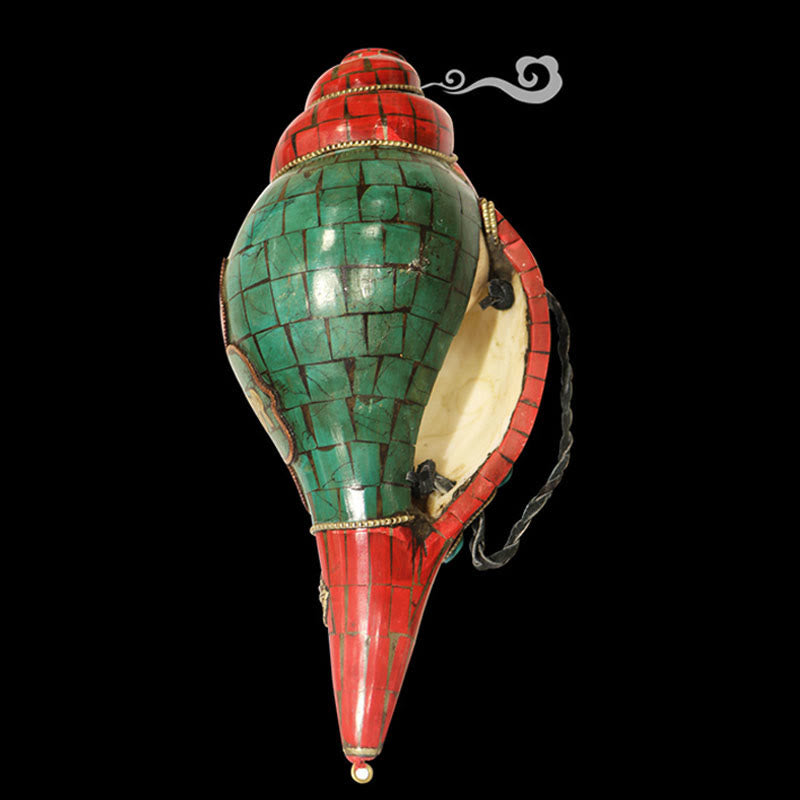 Tibetische handgemachte Shankha Om Mani Padme Hum Buddha Muschel Glücksdekoration