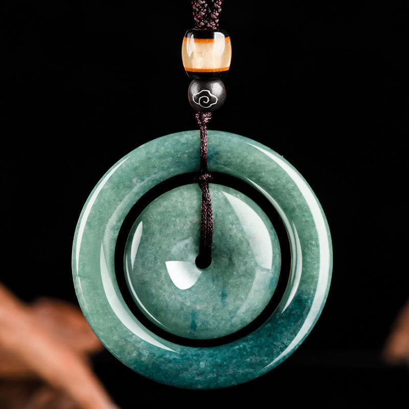 Halsketten-Anhänger mit Buddha Stonesn, natürlicher, runder Jade, Friedensschnalle, Glück, Wohlstand