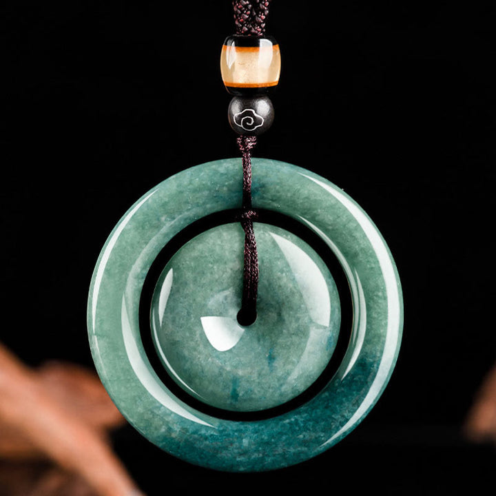 Halsketten-Anhänger mit Buddha Stonesn, natürlicher, runder Jade, Friedensschnalle, Glück, Wohlstand