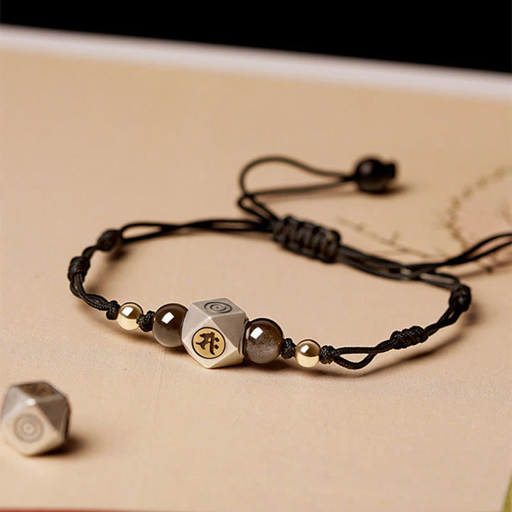 Buddha Stones Handgefertigtes geflochtenes Armband aus 925er-Sterlingsilber, chinesisches Sternzeichen, Natal-Buddha, Zinnober, Ruhe