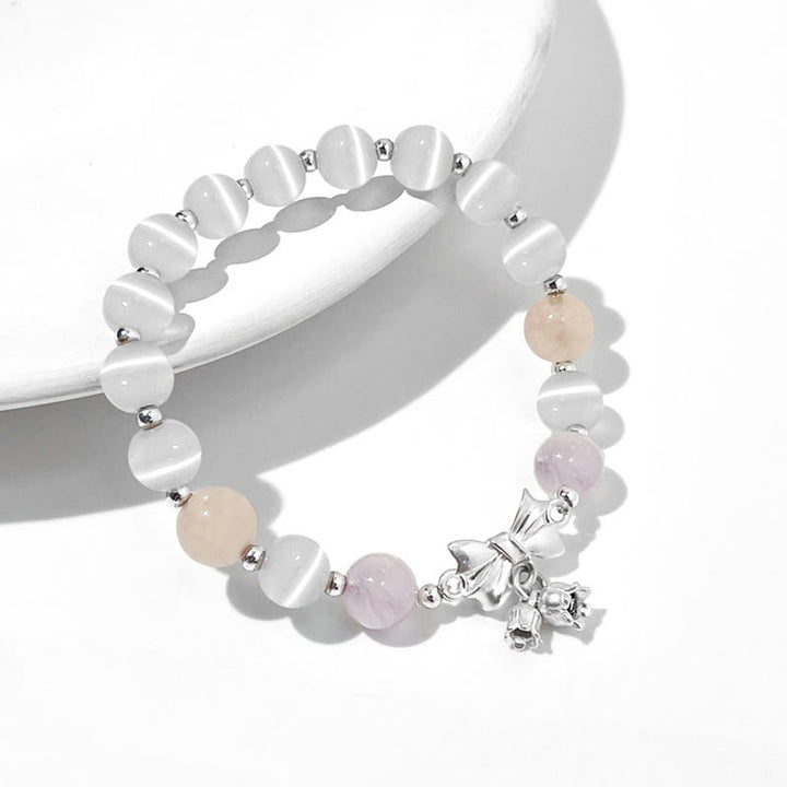 Buddha Stones Katzenauge Lavendel Amethyst Rosette Charm-Armband