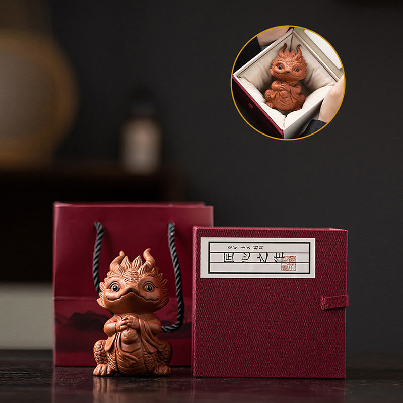 Buddha Stones, Glück, Drache, Reichtum, Tee, Haustier, lila Ton-Figur, Dekoration