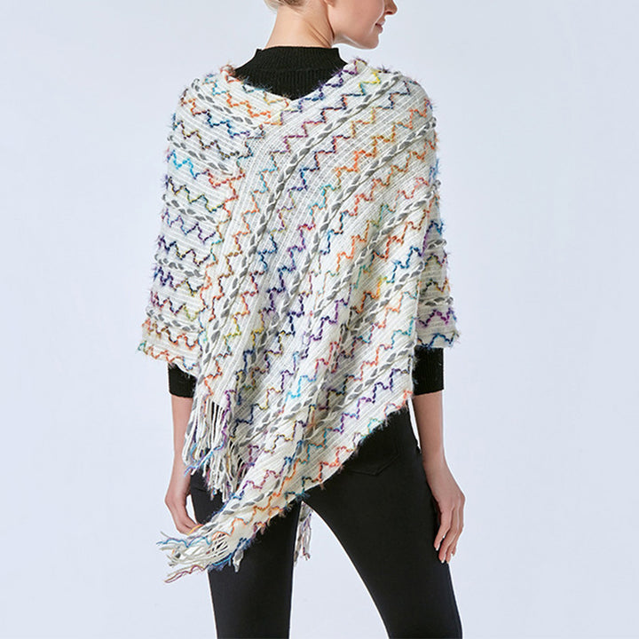 Buddha Stones Tibetischer bunt gestreifter Schal mit Quasten, Pullover für den Winter, gemütlicher Reiseschal