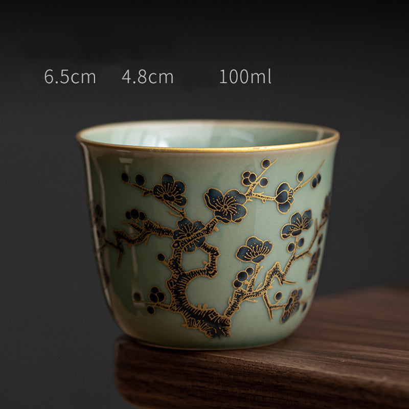 Buddha Stones, Schmetterling, Blume, Lotus, Koi-Fisch, Pflaumenblüte, Keramik-Teetasse, Kung-Fu-Teetasse, 100 ml