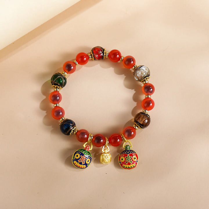 Buddha Stones, buntes Bonbon-Achat-Gold, schluckendes Biest, Familie Liuli, Glasperlen, Stärke-Armband