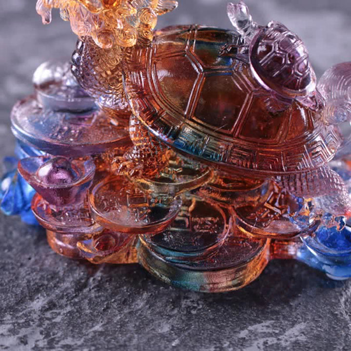 Buddha Stones, Feng Shui, Drache, Schildkröte, Münzen, handgefertigt, Liuli-Kristall, Glückskunst, Dekoration für Zuhause und Büro