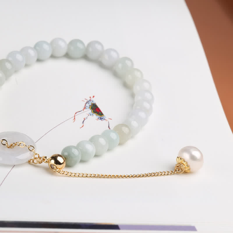 Natürliches Jade-Perlen-Friedens-Schnalle-Wohlstands-Glück-Armband