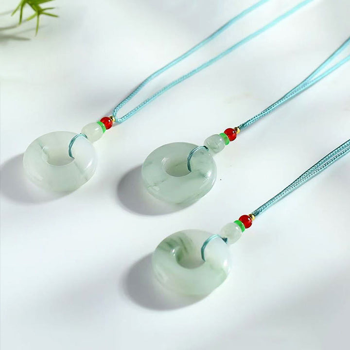 Halsketten-Anhänger mit Buddha Stonesn, natürlicher Jade, Friedensschnalle, Wohlstand