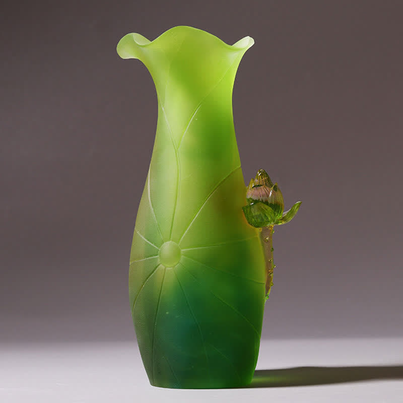 Feng Shui Lotus, handgefertigtes Liuli-Kristall-Kunststück, Heimbüro-Dekoration