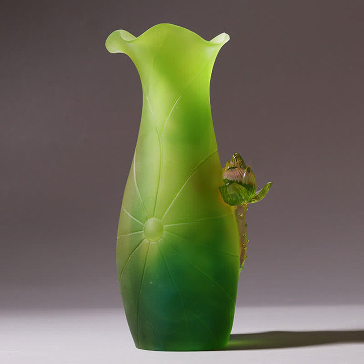 Feng Shui Lotus, handgefertigtes Liuli-Kristall-Kunststück, Heimbüro-Dekoration