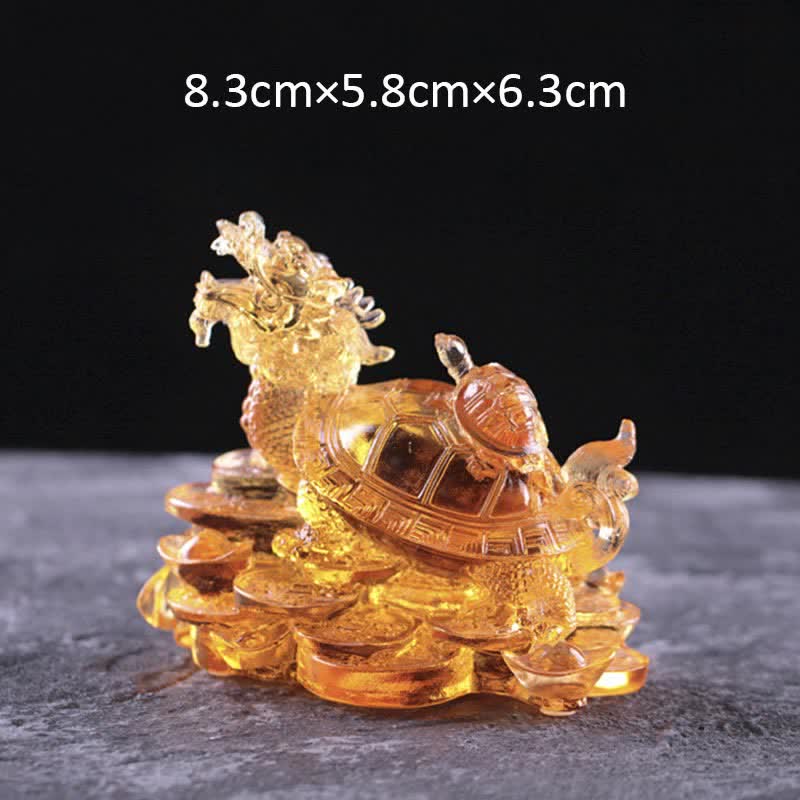 Buddha Stones, Feng Shui, Drache, Schildkröte, Münzen, handgefertigt, Liuli-Kristall, Glückskunst, Dekoration für Zuhause und Büro