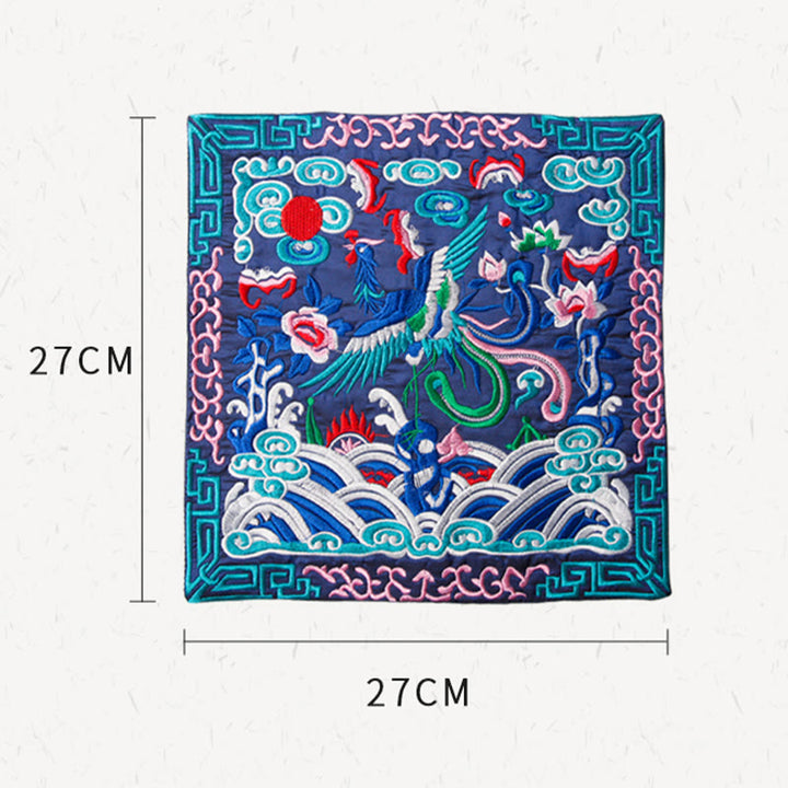 Buddha Stones, Phoenix, Drache, Kirin, Stickerei, Tassenunterlage, Teetasse, Untersetzer, Kung-Fu-Teematte