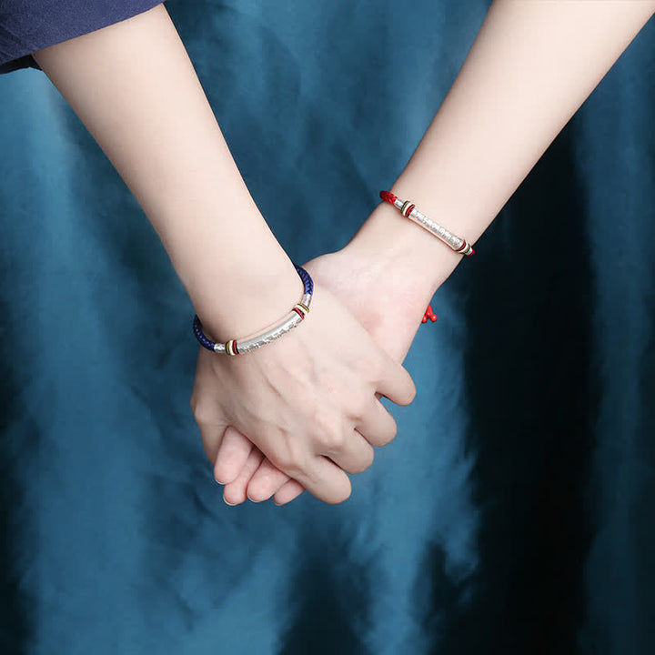 Buddha Stones 999 Sterling Silber Om Mani Padme Hum Schutz Stärke String Armband