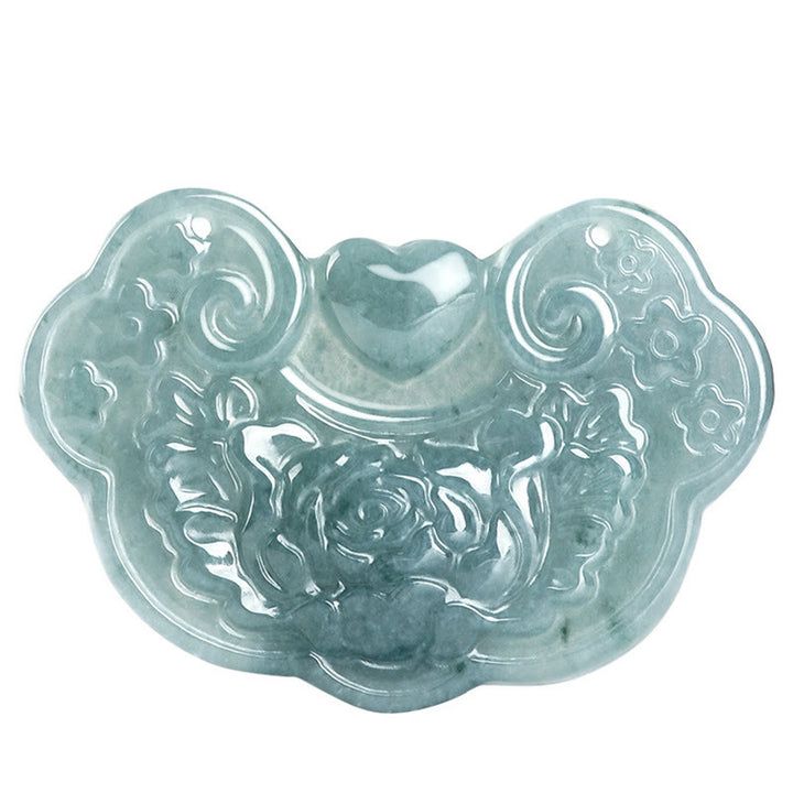 Buddha Stones Halskette mit Anhänger aus natürlicher Jade, Pfingstrose, Blumenschloss der guten Wünsche, Wohlstand