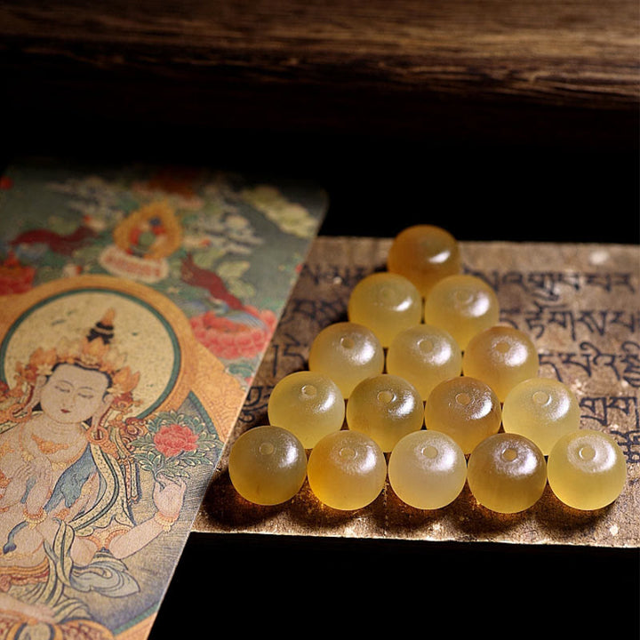 Buddha Stones Handgefertigtes tibetisches Schafhorn-Armband Om Mani Padme Hum Glücksverheißung