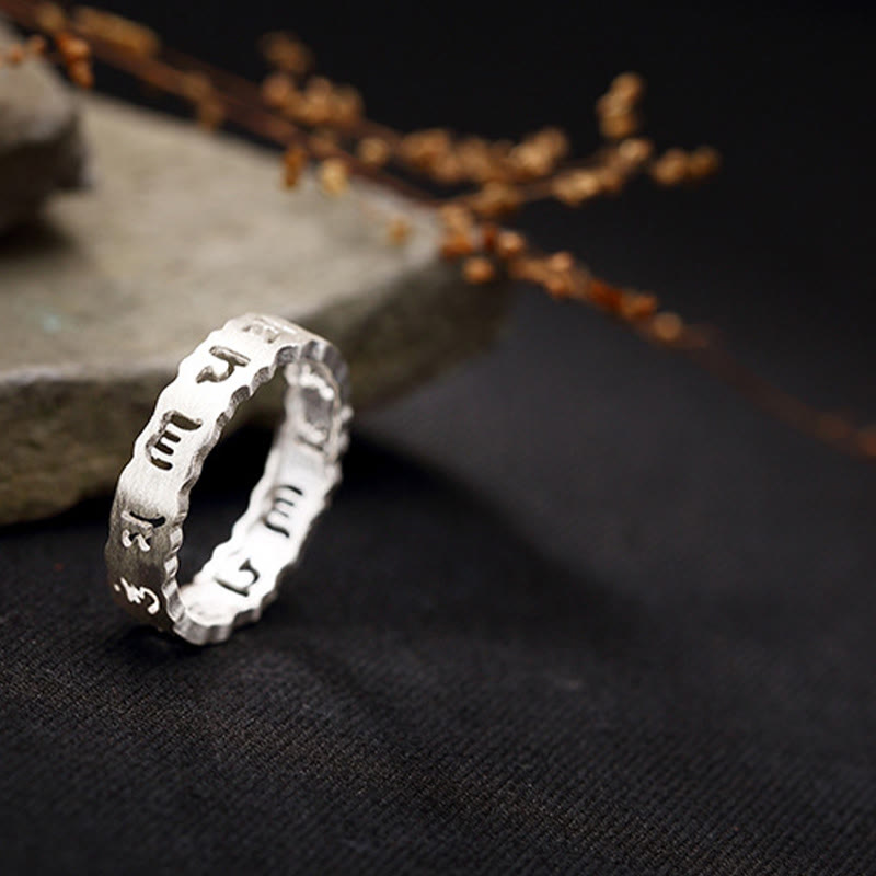 Buddha Stones Tibetischer 925 Sterling Silber Om Mani Padme Hum Peace Hohlring