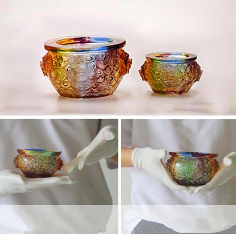 Handgefertigte Liuli Kristall-Schatzschale, Kunststück, Heimdekoration