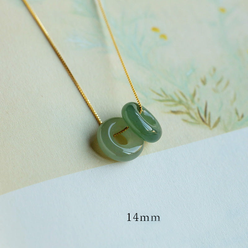 Halsketten-Anhänger mit Buddha Stonesn, natürlicher, runder Jade, Friedensschnalle, Glück, Fülle