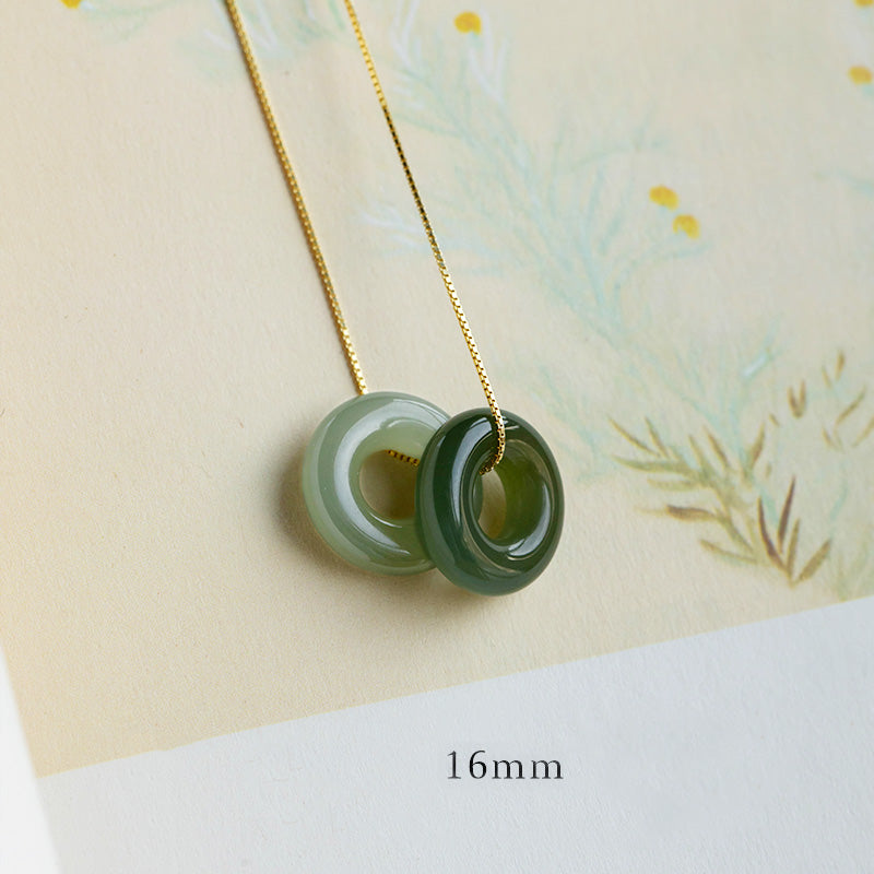 Halsketten-Anhänger mit Buddha Stonesn, natürlicher, runder Jade, Friedensschnalle, Glück, Fülle