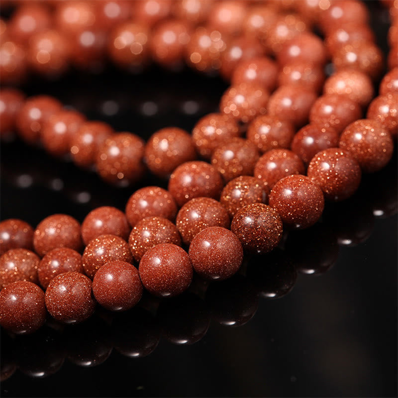 Buddha Stones 108 Mala Perlen Goldstone Om Mani Padme Hum Swastika Confidence Armband