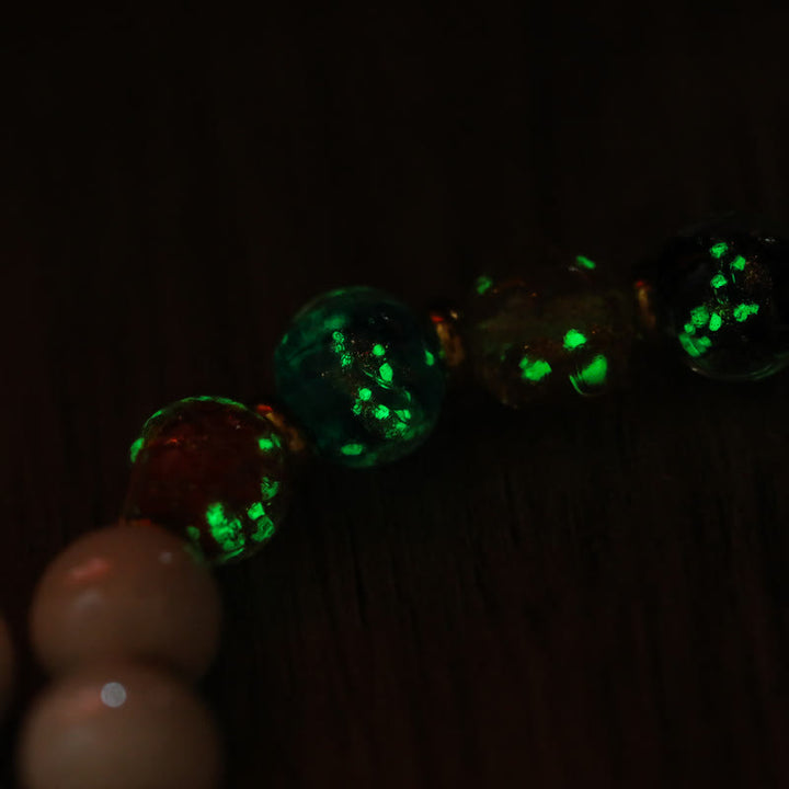 Buddha Stones, tibetischer Weihrauch, Ascheporzellan, leuchtendes fluoreszierendes Liuli-Glasperlenkürbis, Kupfermünzenanhänger, Friedensarmband