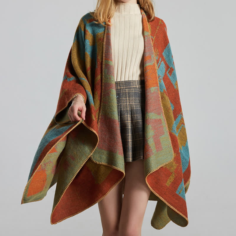 Tibetischer orangefarbener Schal, warmer Umhang