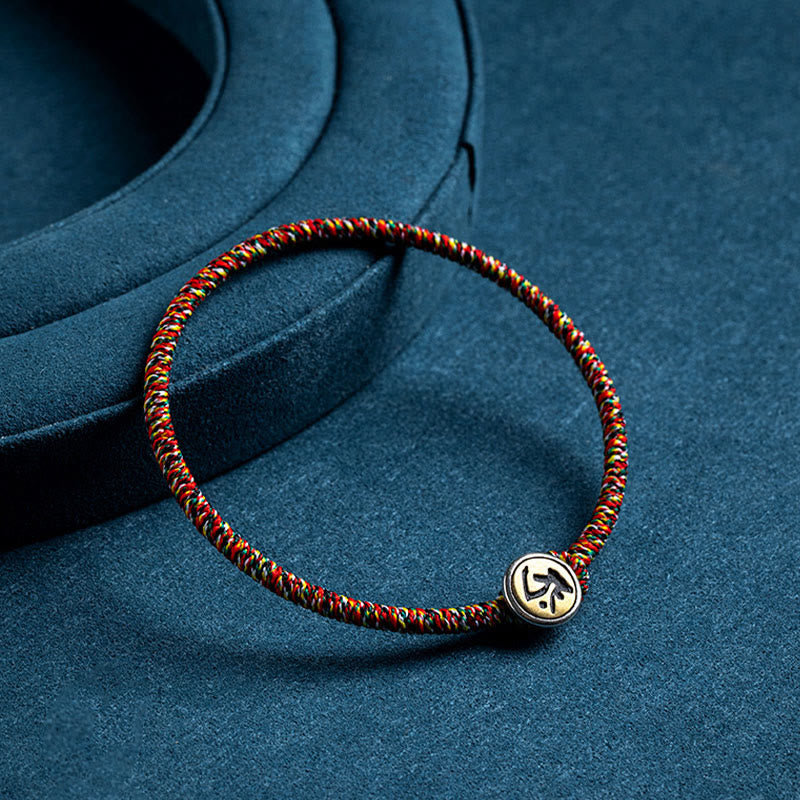 Buddha Stones, handgefertigt, 925er-Sterlingsilber, chinesisches Sternzeichen, Natal-Buddha-Schutz, buntes Seil-Armband