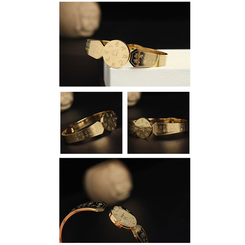 Buddha Stones, Yin Yang, Lotus, Om Mani, Padme Hum, Mantra, Titanstahl, Harmonie-Armband