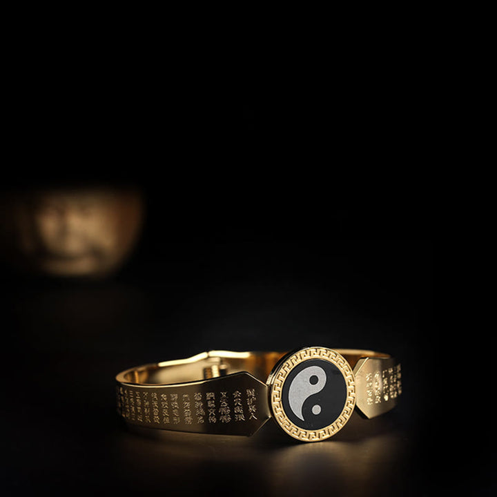 Buddha Stones, Yin Yang, Lotus, Om Mani, Padme Hum, Mantra, Titanstahl, Harmonie-Armband