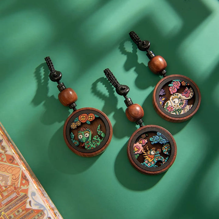 ❗❗❗Ein Flash-Sale – Buddha Stones, Jahr des Drachen, handbemalter chinesischer Sternzeichen-Schlüsselanhänger aus Palisander, geschnitzt, ruhig