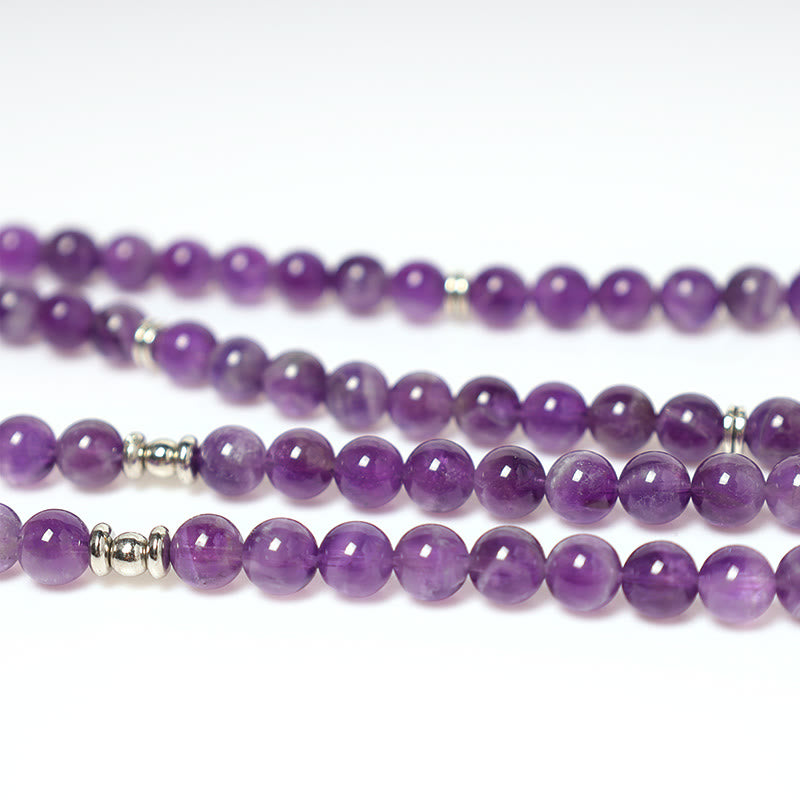 Buddha Stones Natürliches Amethyst-Reinigungs-Mala-Armband