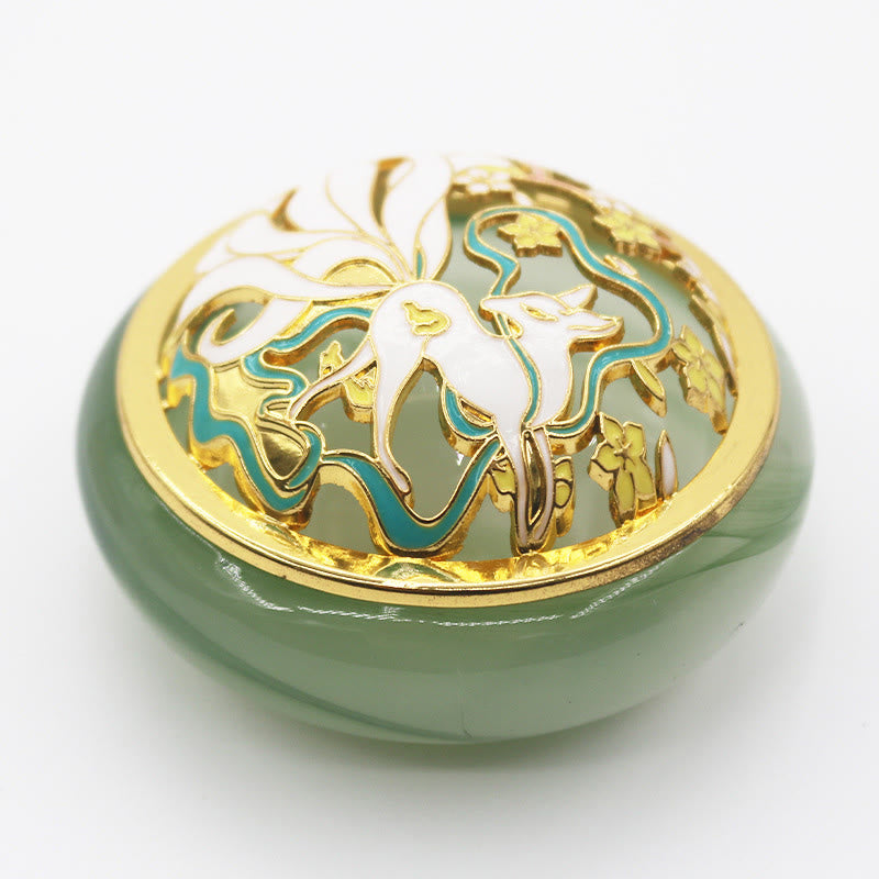 Buddha Stones Neunschwänziger Fuchs Liuli Kristall Heilung Meditation Räuchergefäß