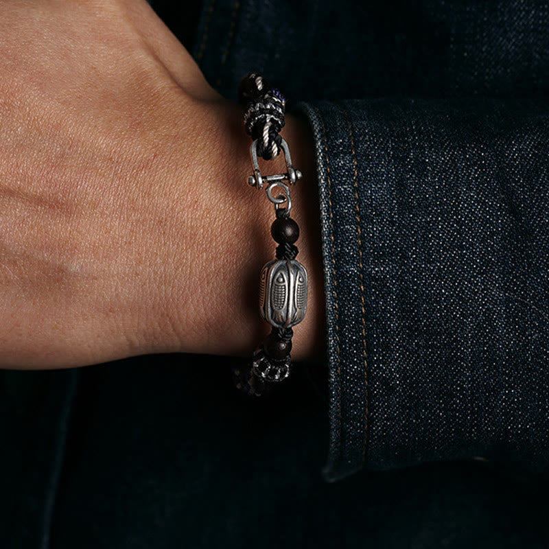 Buddha Stones 925 Sterling Silber Koi Fisch Reichtum Reinkarnation Knoten Geflecht Schnur Armband