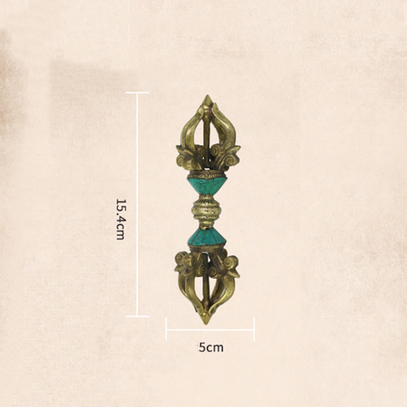 Buddha Stones, tibetische fünfzackige Vajra-Dorje-Handarbeit, Nepal, spirituelle Kraft, Kupfer-Dekoration