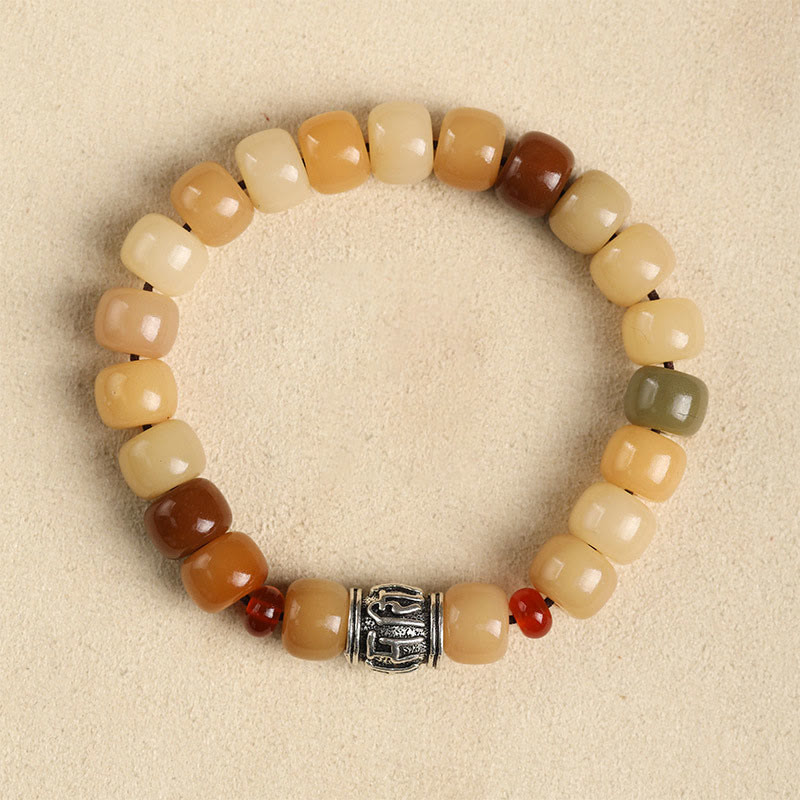 Buddha Stones Natürliches Bodhi-Samen-Armband „Der Herr des Leichenwaldes Om Mani Padme Hum Weisheit“.