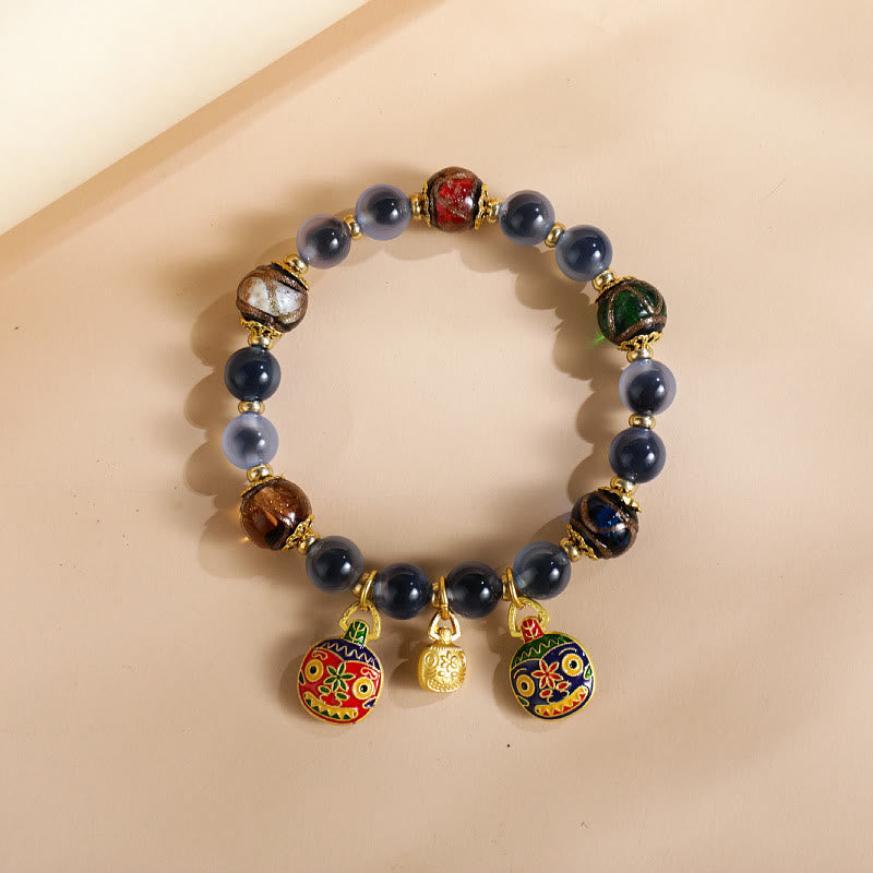 Buddha Stones, buntes Bonbon-Achat-Gold, schluckendes Biest, Familie Liuli, Glasperlen, Stärke-Armband