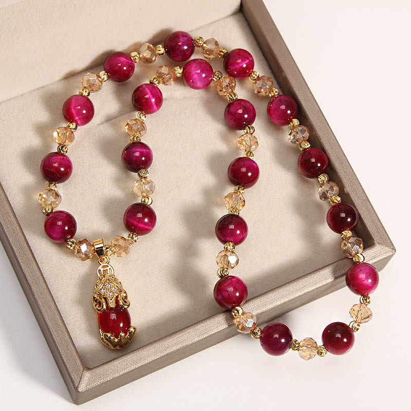 Tigerauge Pixiu Fuchs Geldbeutel Schutz Selbstvertrauen Doppelt gewickeltes Armband