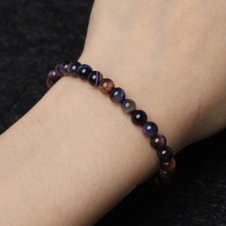 Buddha Stones natürliches lila Tigerauge-Schutz-Stärke-Armband