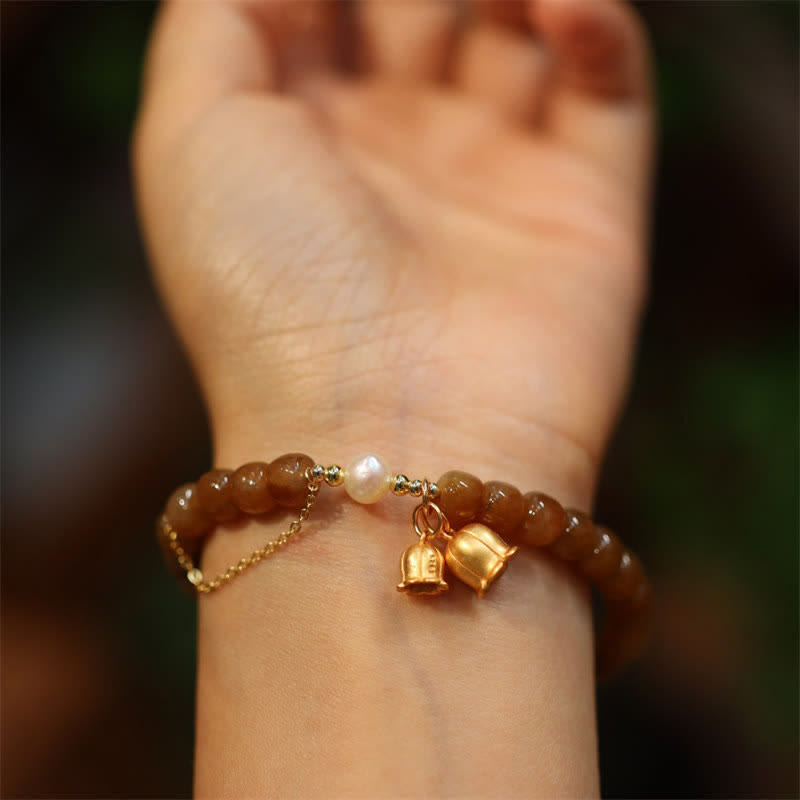 925 Sterling Silber natürliche Hetian Jade Maiglöckchen-Charm-Armband