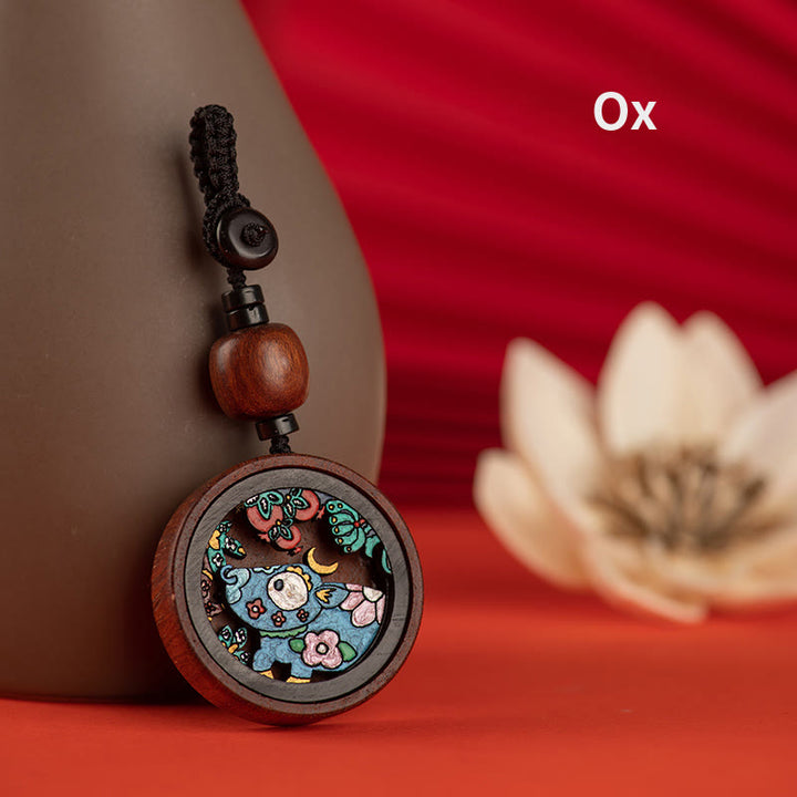 ❗❗❗Ein Flash-Sale – Buddha Stones, Jahr des Drachen, handbemalter chinesischer Sternzeichen-Schlüsselanhänger aus Palisander, geschnitzt, ruhig