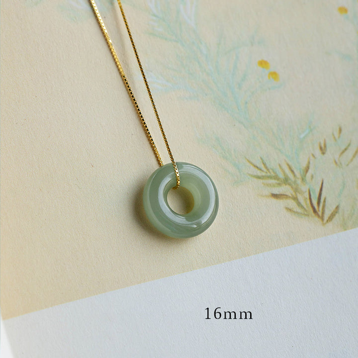 Halsketten-Anhänger mit Buddha Stonesn, natürlicher, runder Jade, Friedensschnalle, Glück, Fülle