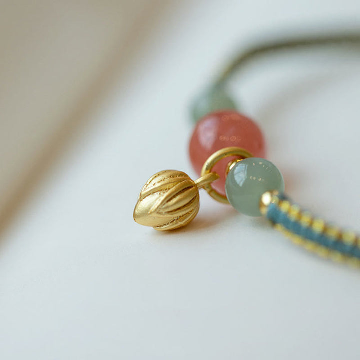 Armband mit Buddha Stonesn, rotem Achat, Jade, Lotus, Vertrauen, Ruhe