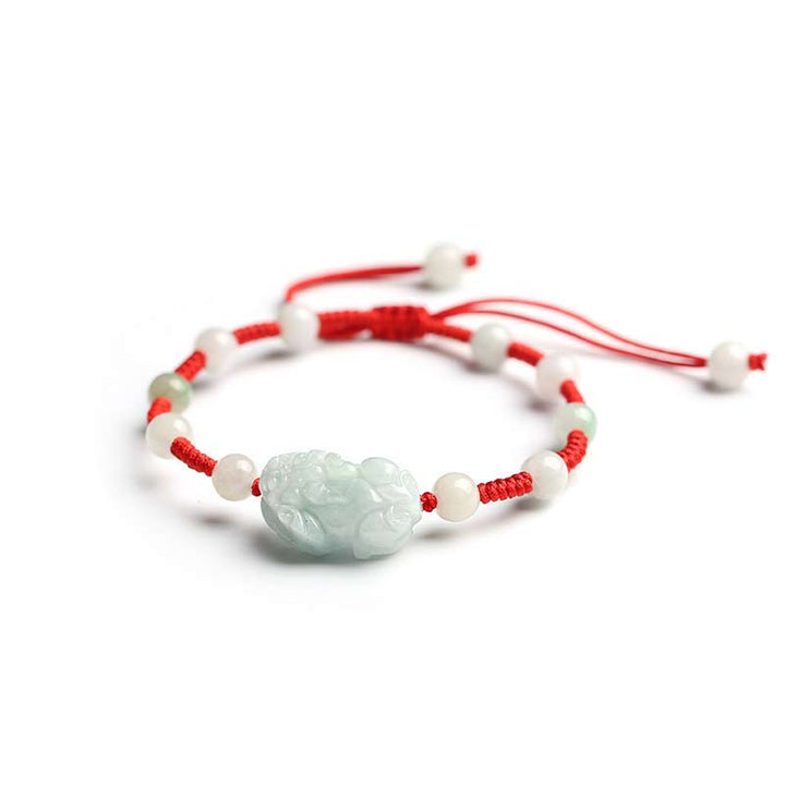 Buddha Stones Natürliches Jade PiXiu Glücksarmband